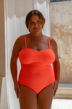 Astrid One Piece - Fluro Waffle Watermelon