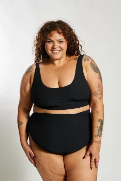 Gia Bikini Top Curve - Black Waffle