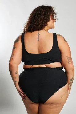 Gia Bikini Top Curve - Black Waffle