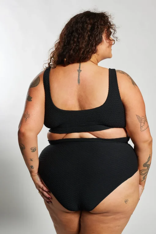 Gia Bikini Top Curve - Black Waffle