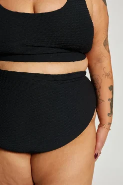 Gia Bikini Top Curve - Black Waffle