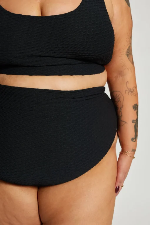 Gia Bikini Top Curve - Black Waffle