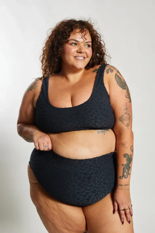 Gia Bikini Top Curve - Textured Leopard Charcoal