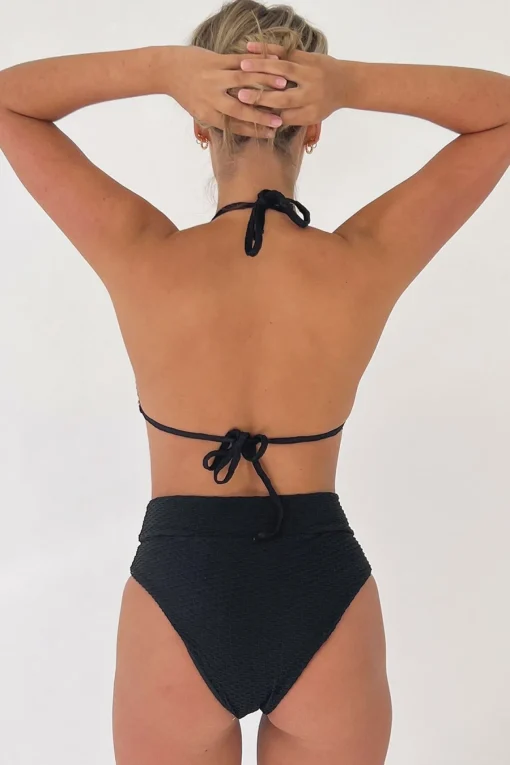 Ginger Bikini Bottom - Black Waffle