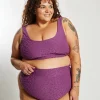 Ginger Bikini Bottom Curve - Textured Leopard Grape
