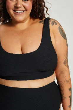 Ginger Bikini Bottom Curve - Black Waffle