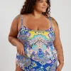 Giselle Tankini Top Curve - Peacock Swirls