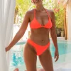 Grace Bikini Bottom - Fluro Waffle Watermelon