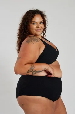 Lola Bikini Top Curve - Black Waffle