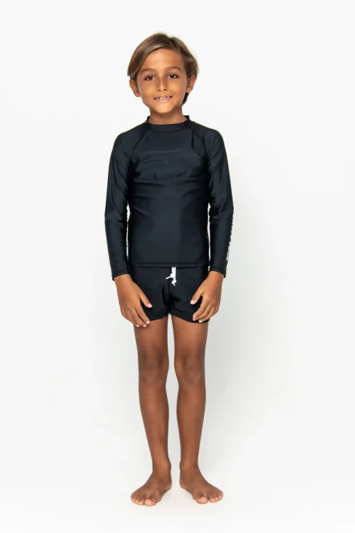 Mini Billy Rashie Top - Black on Black