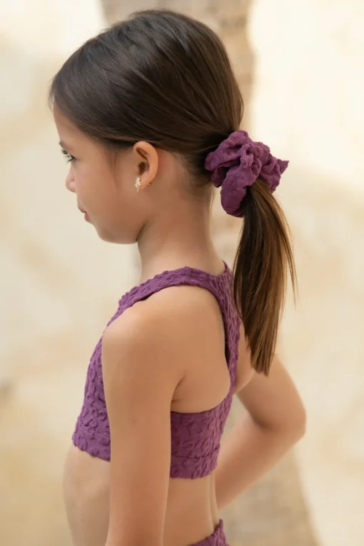 Mini Mimi Scrunchie - Textured Leopard Grape