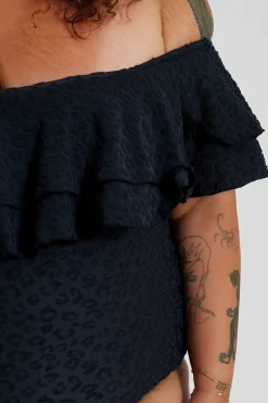 Miranda 02 One Piece Curve - Textured Leopard Charcoal