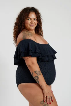 Miranda 02 One Piece Curve - Textured Leopard Charcoal