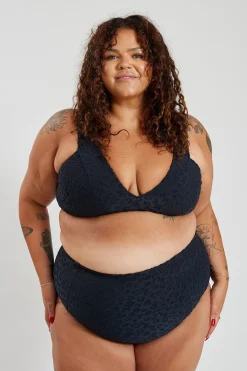 Penelope Bikini Bottom Curve - Textured Leopard Charcoal