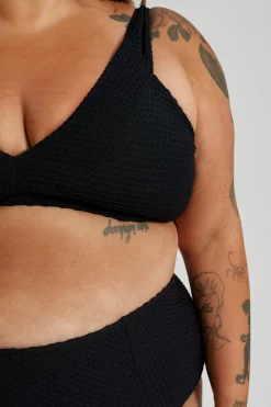 Penelope Bikini Bottom Curve - Black Waffle