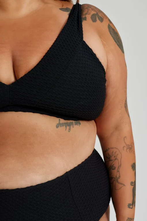 Penelope Bikini Bottom Curve - Black Waffle